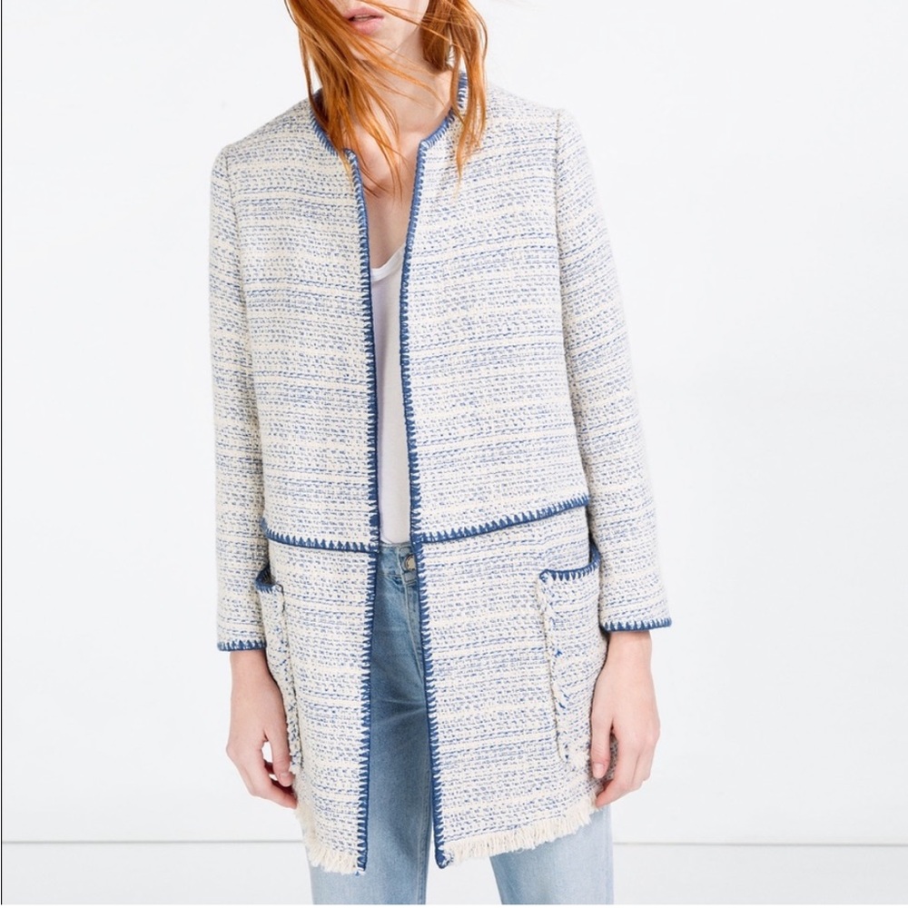 Zara Frayed Cotton Coat